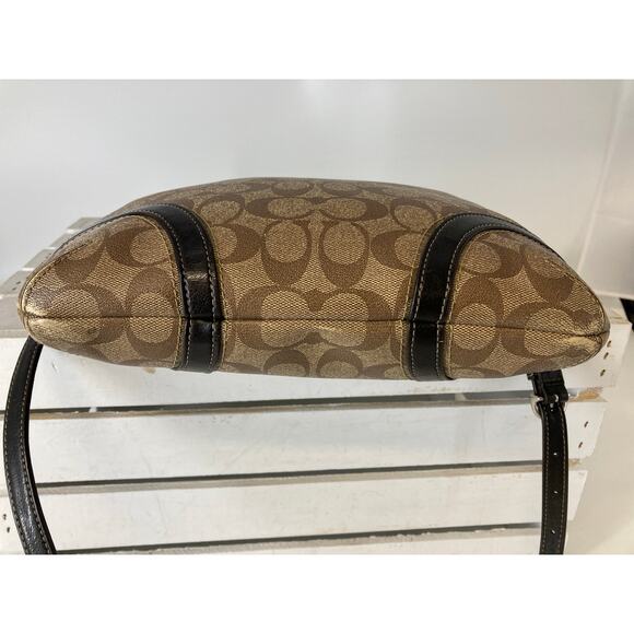 COACH F18926 MEDIUM TAN, BROWN SIGNATURE CROSSBODY BAG - Picture 12 of 16